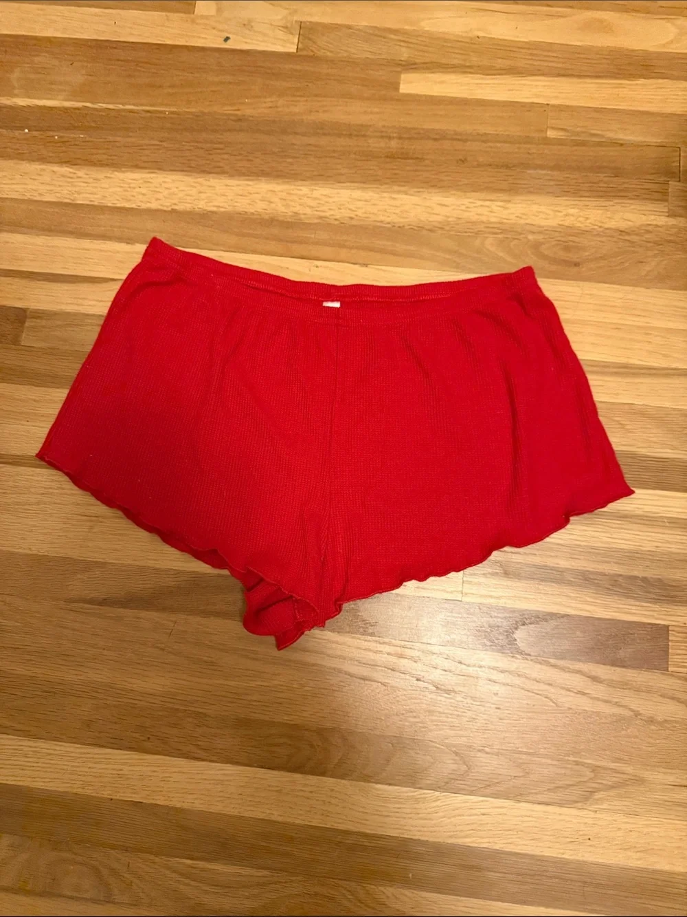 wild fable Red Ribbed Lounge Ruffle Hem Booty Athletic Shorts